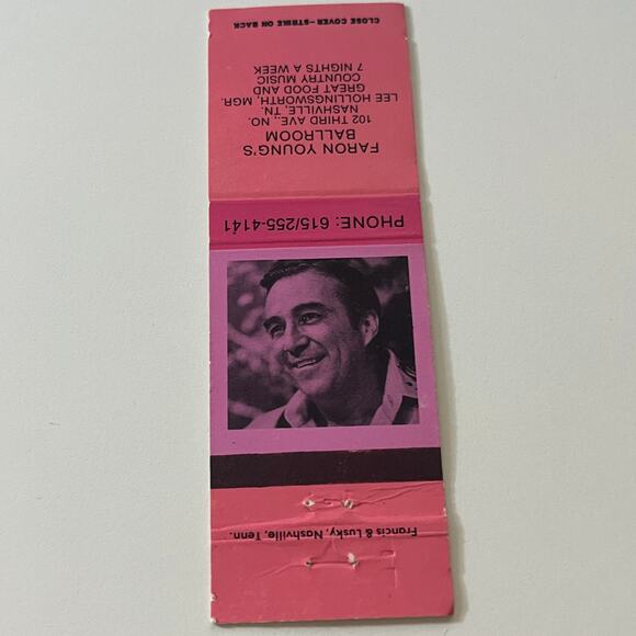 None Other - Faron Young's Ballroom Nashville TN Lee Hollingsworth Matchbook Cover TB6-MB2-5